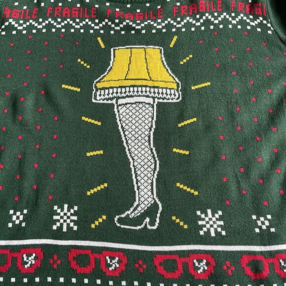 A Christmas Story Ugly Sweater Mens Large Green Fragile Lamp Xmas Festive Party - Picture 3 of 10